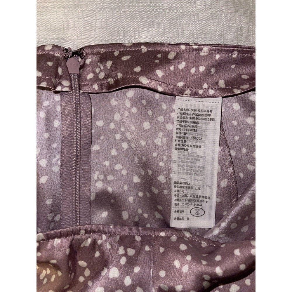 Abercrombie & Fitch Satin Midi Skirt Small Purple White Polka Dot Front Slit Y2K - Picture 7 of 8